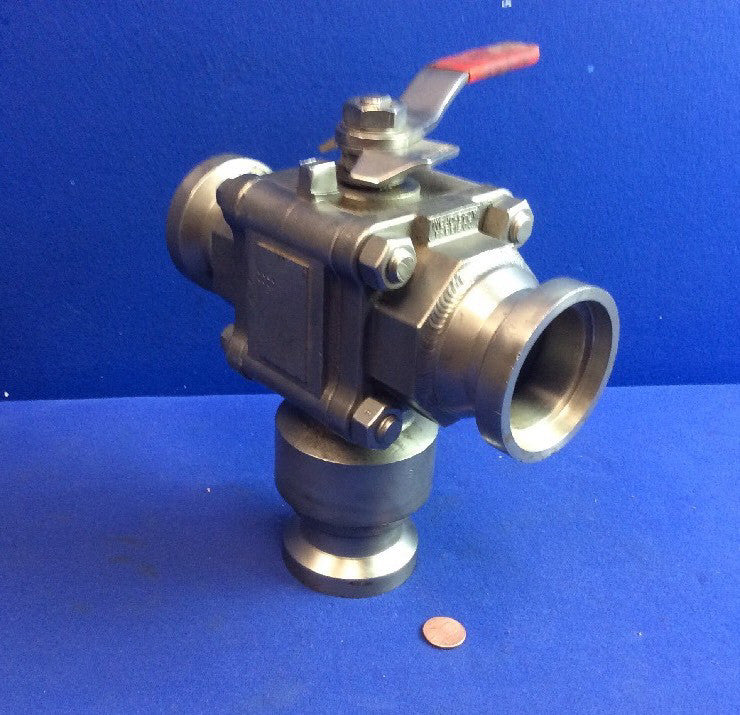 2" WORCESTER 2T466TSW 3-WAY BALL VALVE A351 CF3M D30610 SANITARY I-LINE