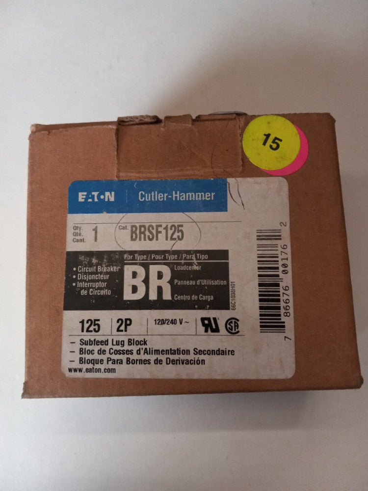 EATON BRSF125 125 Amp 120/240V 2 Pole Subfeed Lug Block New In Box