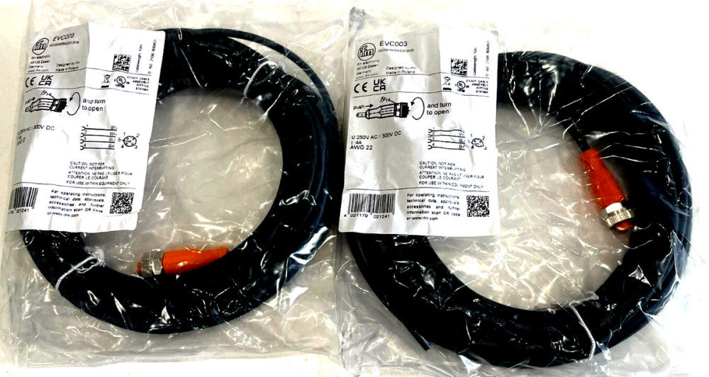 NEW IFM EFECTOR ADOGH040MSS0010H04 EVC003 CABLE W/FEMALE SOCKET LOT OF 2