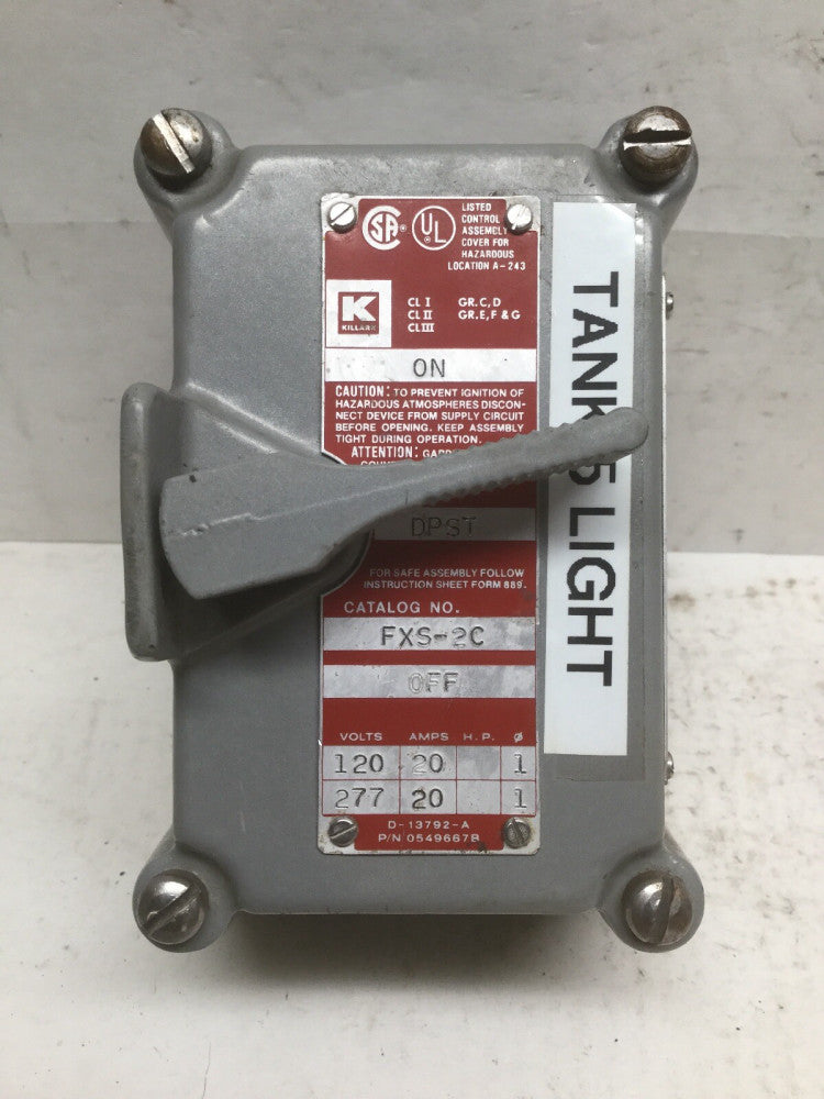 Hubbell Killark FXS-2C SEAL-X Series Factory Sealed Tumbler Switch Controls