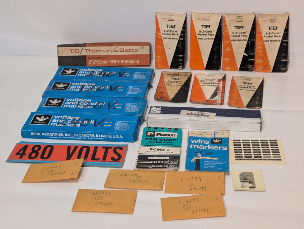 Mixed Lot of Thomas & Betts E-Z Code Voltage, Wire & Conduit Markers & Stickers