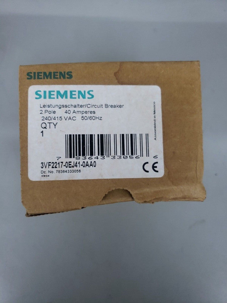 NEW SIEMENS 3VF2217-0EJ41-0AA0 CIRCUIT BREAKER 2 POLE 40 AMP 240/415V VF100