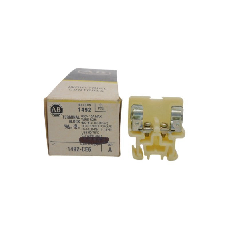 ALLEN BRADLEY 1492-CE6 SER. A 600V 10A (PKG OF 10) (BK/YL) NSMP