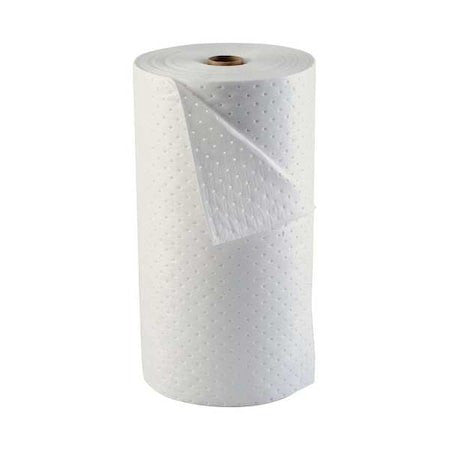 Brady Op350-200P Sorbent Roll, 38 Gal, 30 In X 200 Ft, Oil, White, Polypropylene