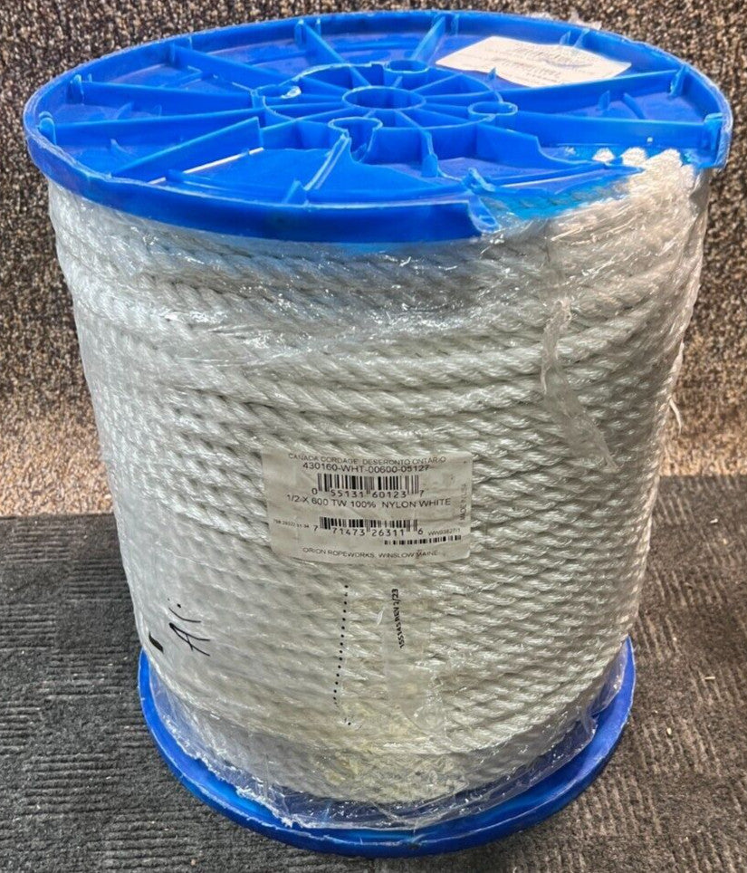Orion Ropeworks 1/2x600 TW Nylon Rope 430160-WHT-00600-05127 White 600 feet