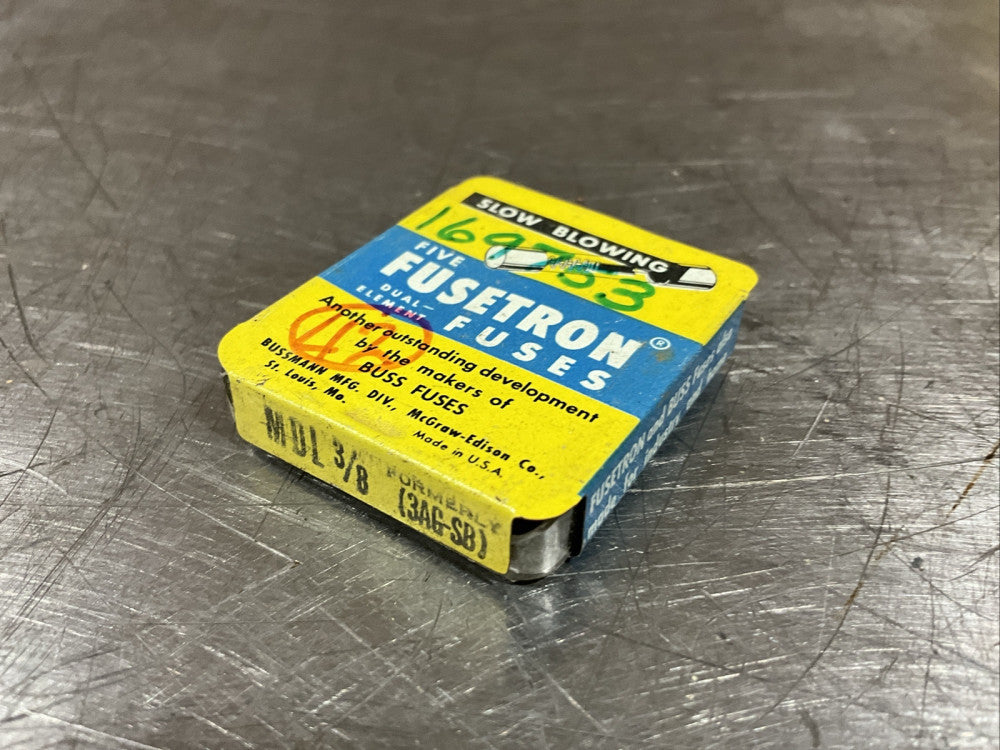 PACK OF 2 FUSETRON MDL 3/8 (Formerly 3AG-SB) FUSES Nos Surplus