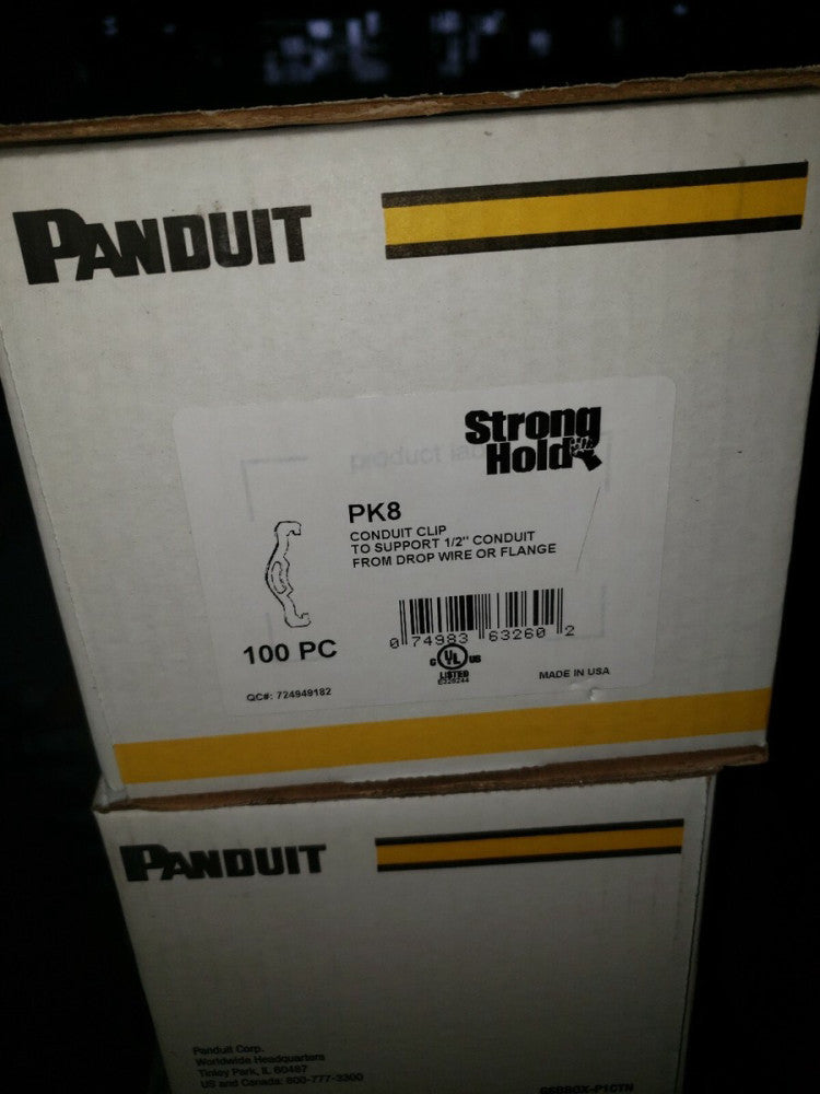 PANDUIT PK8 CONDUIT CLIP TO SUPPORT 1/2" CONDUIT FROM DROP WIRE OF FLANGE 100/CT