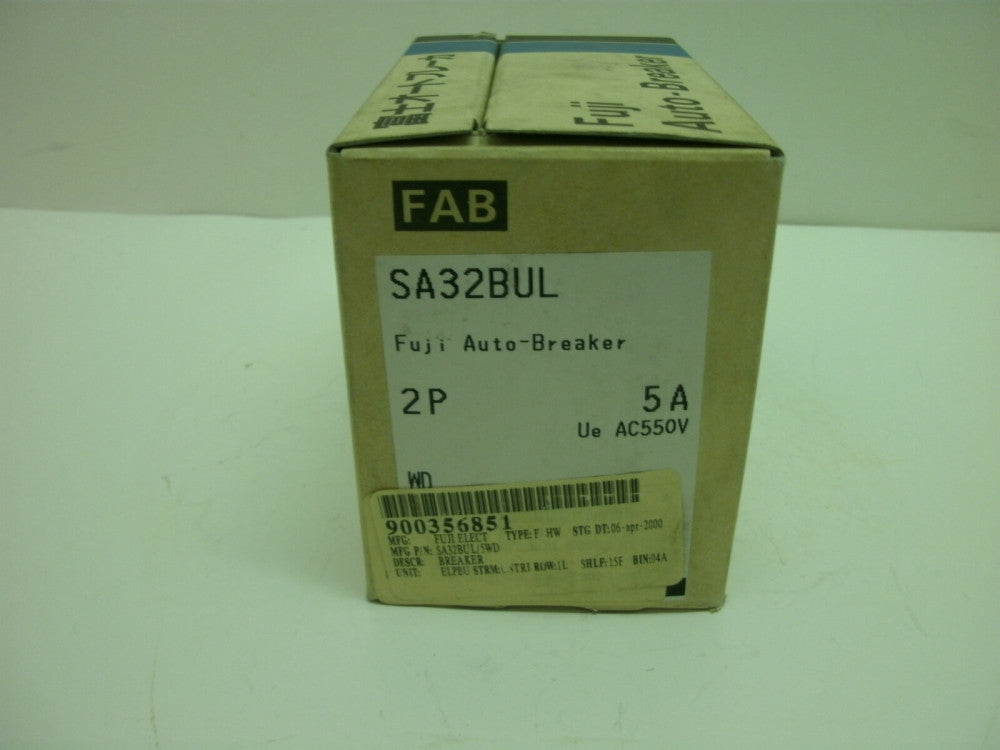 FUJI ELECTRIC SA32BUL AUTO CIRCUIT BREAKER 2 POLE 5 AMP AC550V NEW IN BOX