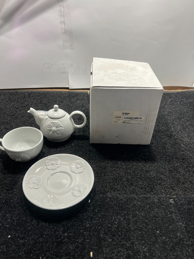 (QTY 3) Andrea By Sadek 20859 Peony Tea for One White 6.26 Inches Tall