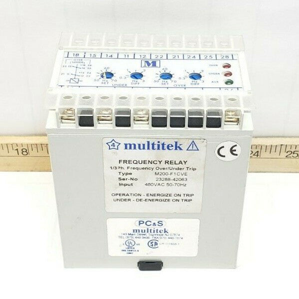 Multitek M200 Frequency Monitoring Relay 480 VAC 50-70 HZ 1/3 Phase  M200-F1CVE