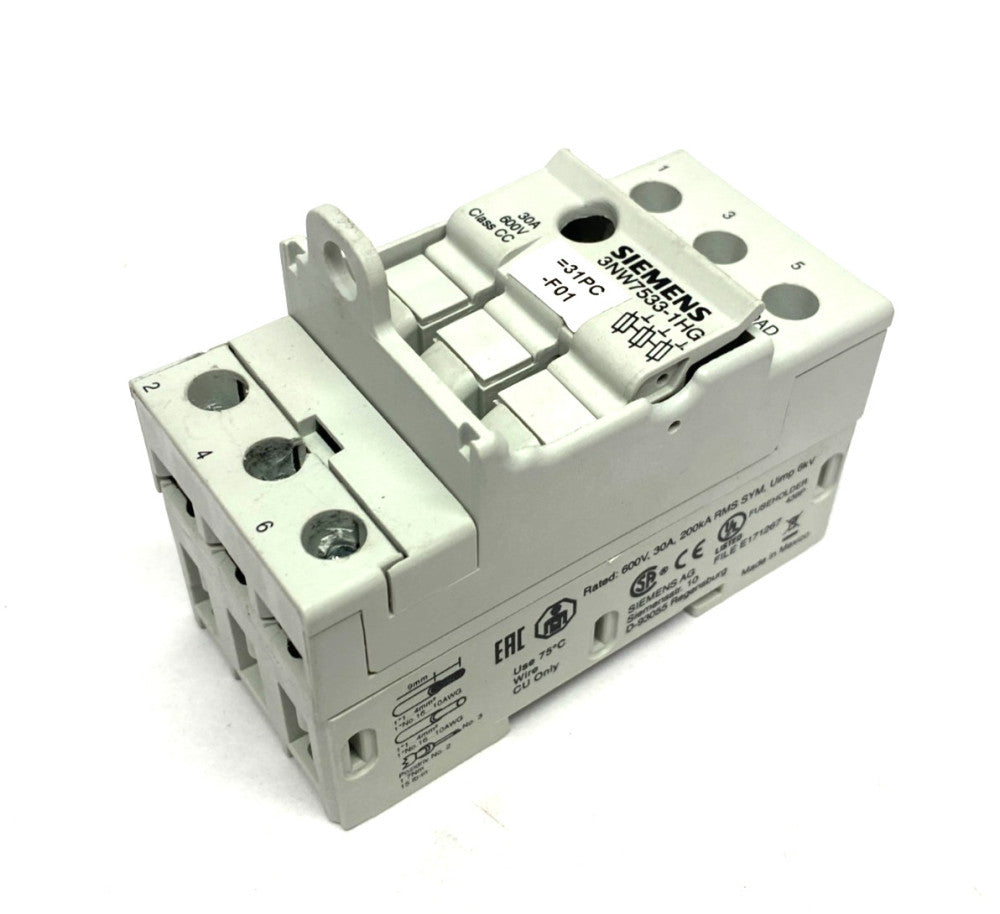 Siemens 3NW7533-1HG SENTRON Fuse Holder Class CC 3-Pole