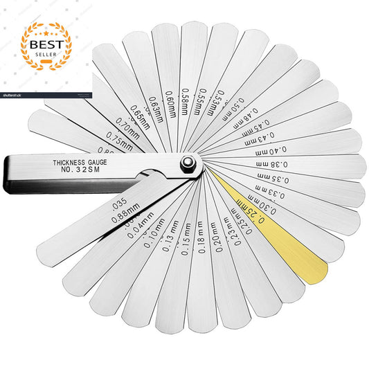32 Blades Feeler Gauges 0.0015-0.035'' (0.04-0.88 Mm) Stainless Steel Feeler Gau