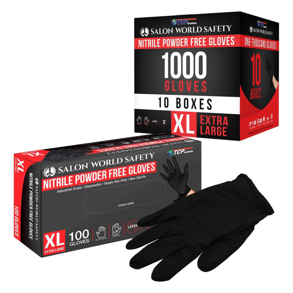 Black Nitrile Disposable Gloves, 10 Boxes of 100, X-Large, 4 Mil  - Latex Free