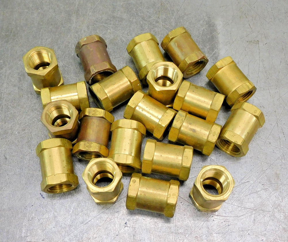 Coupling Straight Female Brass Hex Pipe Fitting 1/2" X 1/2" NPT Lot of (20)