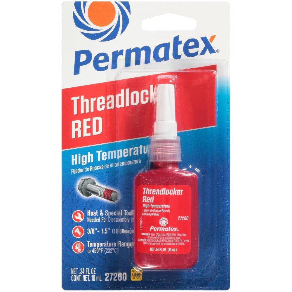 Permatex 27200 Hiigh Temperature Threadlocker Red, 10 ml 10 ml, Red 