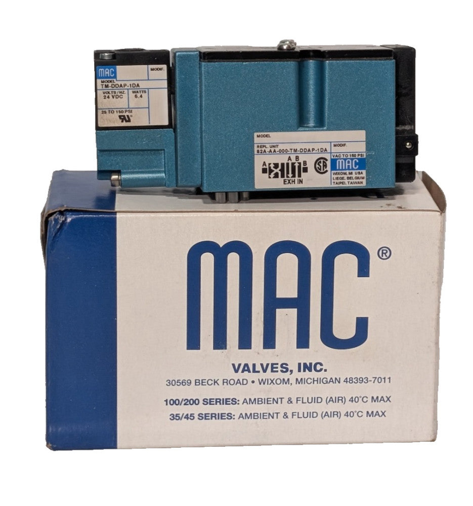 MAC 82A-AA-000-TM-DDAP-1DA Solenoid Valve, 24VDC, 5.4W, 25-150 PSI, New in Box