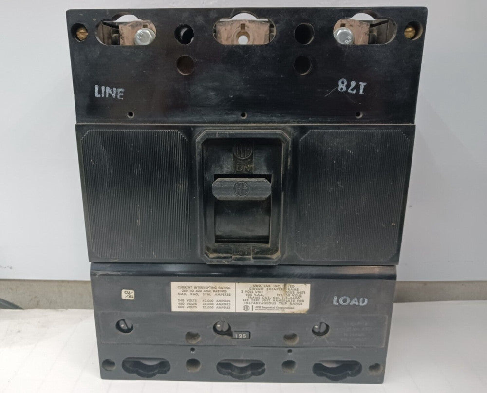 SIEMENS 400 AMP CIRCUIT BREAKER 3 POLE 600 VAC JL3-F400 W/ 125 AMP TRIP #1