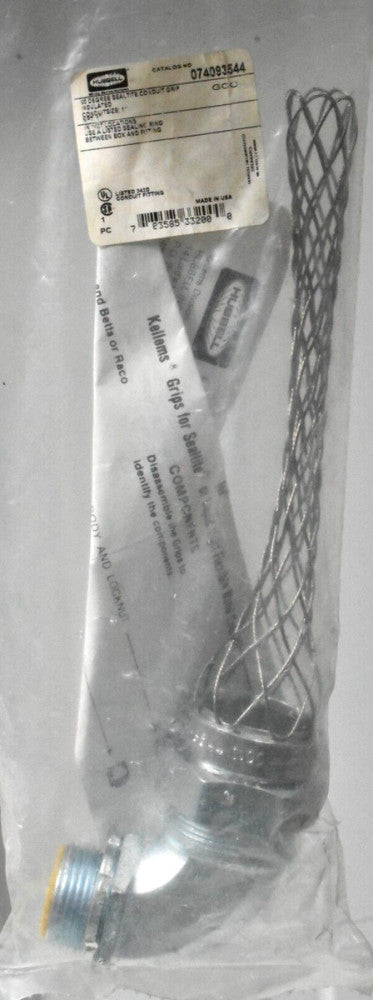 Hubbell 074093544 Liquid Tight Conduit Grip, 90 Degree, 1" Insulated with Mesh