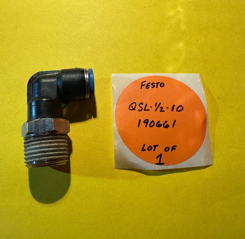 Festo QSL-1/2-10 (190661) Push-In L Fitting 10mm Tube x 1/2" MPT - New Old Stock