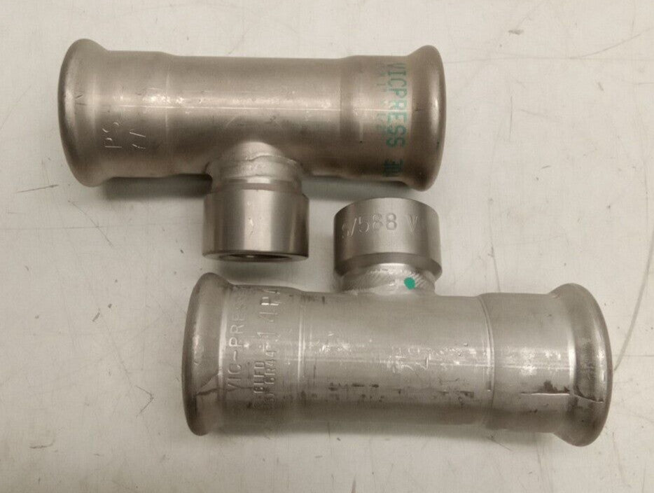 Victaulic 1" X 1" X 1/2" NPT Vic-Press Stainless Tee (Lot Of 2)