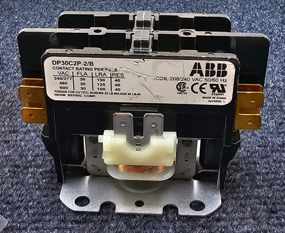 ABB DP30C2P-2B: Definite Purpose Contactors 2 Pole 30FLA 40A 208/240 50/60Hz V