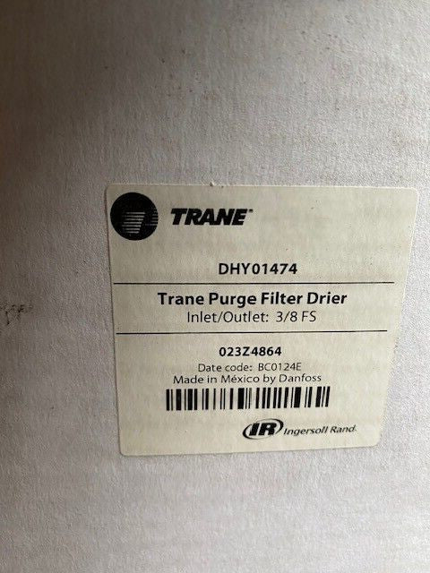 Trane Purge Filter Drier DHY01474 3/8 inlet outlet 453633970100