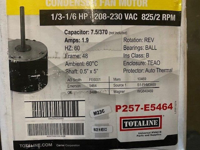 TOTALINE P257-E5464 HP 1/3-1/6,  208/230 VAC MOTOR (NEW)