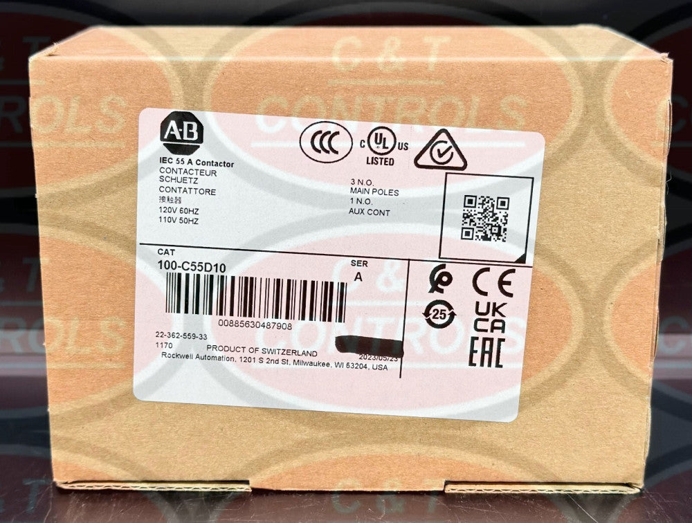 Allen Bradley 100-C55D10 3P 55A 120V IEC Contactor New In Box USA Stock
