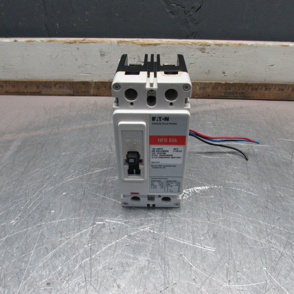 Eaton HFD2100, CIRCUIT BREAKER, 2P/ 100A/ 600V /65kA, CLEAN TAKEOUT! MAKE OFFER!