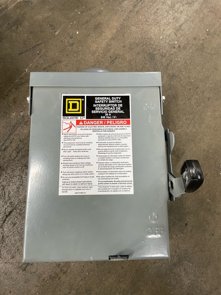 NEW Square D DU221RB Safety Disconnect Switch 30A 2P 240V 3HP 3R Encl Rainproof