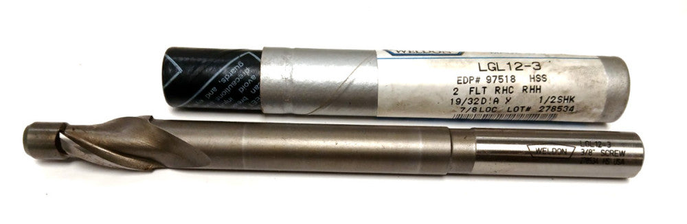 WELDON LGL12-3 19/32 PILOT DIAMETER HSS SOLID INTEGRAL PILOT TU-LIP COUNTERBORE