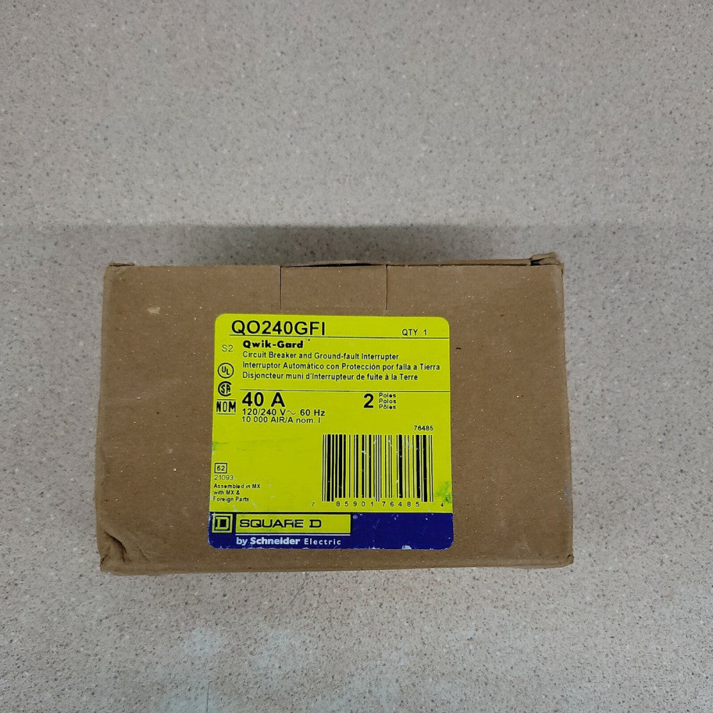 ) NEW IN BOX SQUARE D QO240GFI 40A CIRCUIT BREAKER 2P PLUG-ON BEST PRICE!