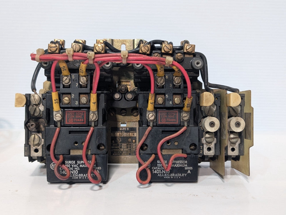 Allen Bradley 705-A0D103 Reversing Motor Starter, Ser K, NEMA Size 0, 70A86 Coil