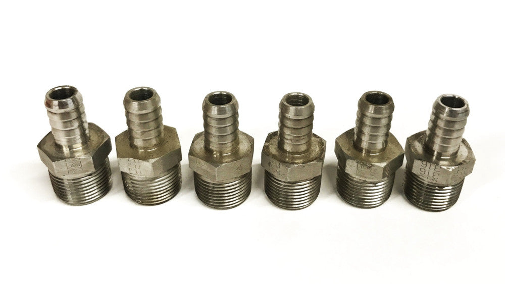 TLJ 1/2 inch Barb x 3/4 inch NPT Male Hose Fitting 316 [Lot of 6]