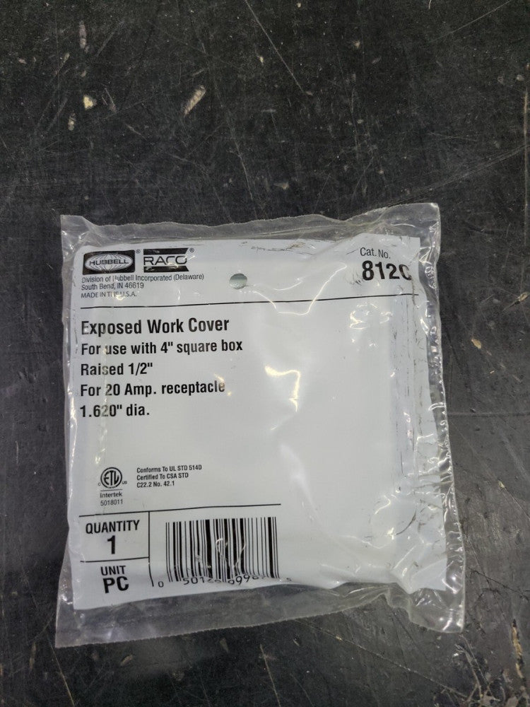1) New Hubbell 812C Exposed Work Cover 20 Amp Receptacle