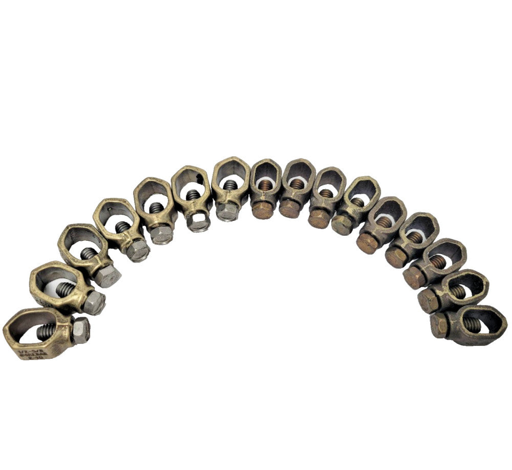 ASSORTED GROUND ROD CLAMPS 2-10 (LOT OF 16)