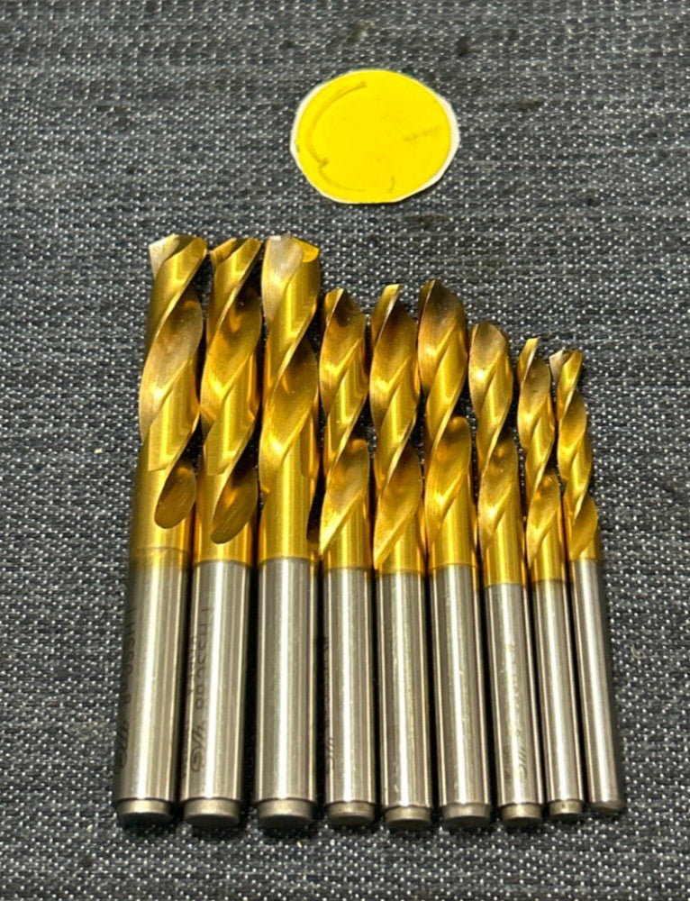 YG-1  2 FLUTE  DRILL BIT HSSC ASSORTED SIZES  LOT OF 9