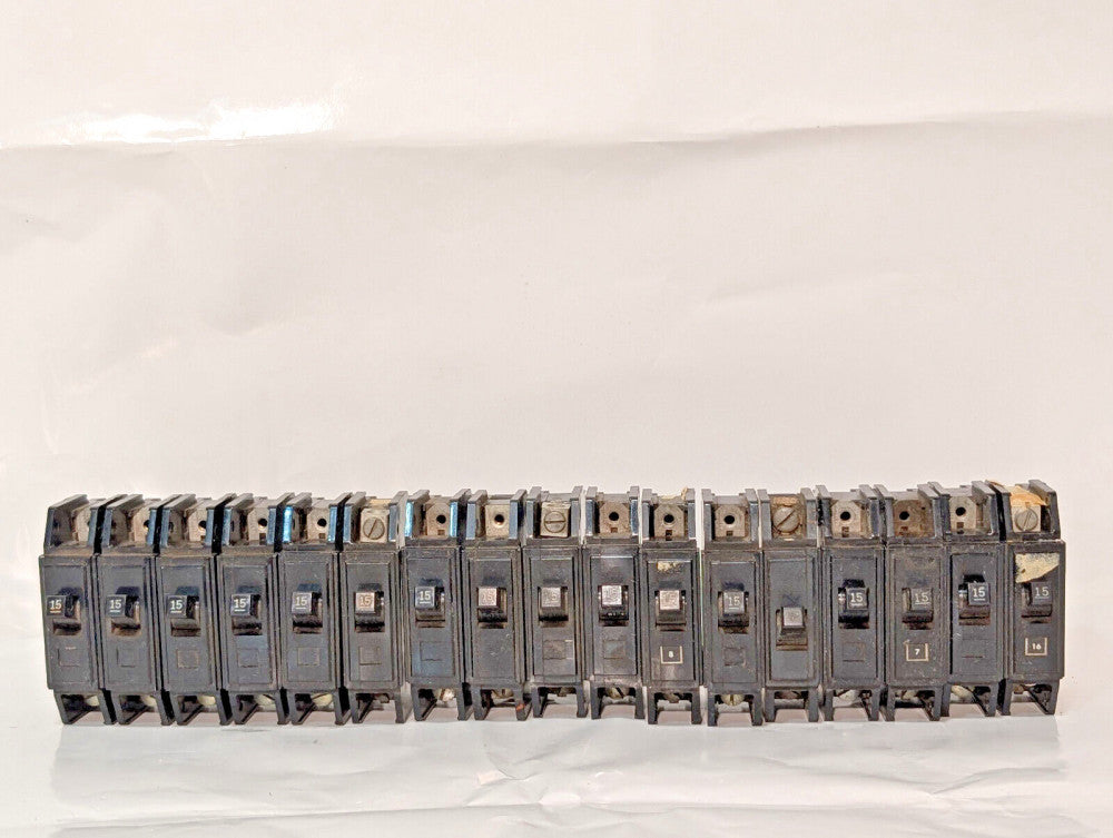 Lot of 17: Westinghouse Quicklag-C Circuit Breakers, 120/240VAC, KG-428, 15Amp