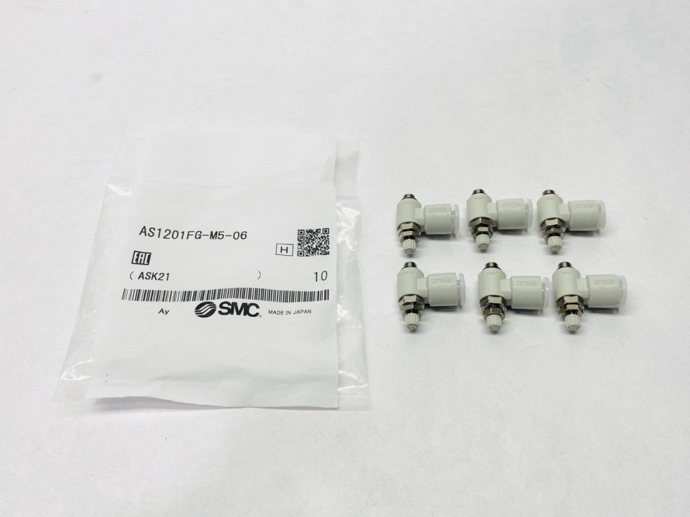 SMC AS1201FG-M5-06 Pneumatic Speed Control w/Fitting M5 LOT OF 6
