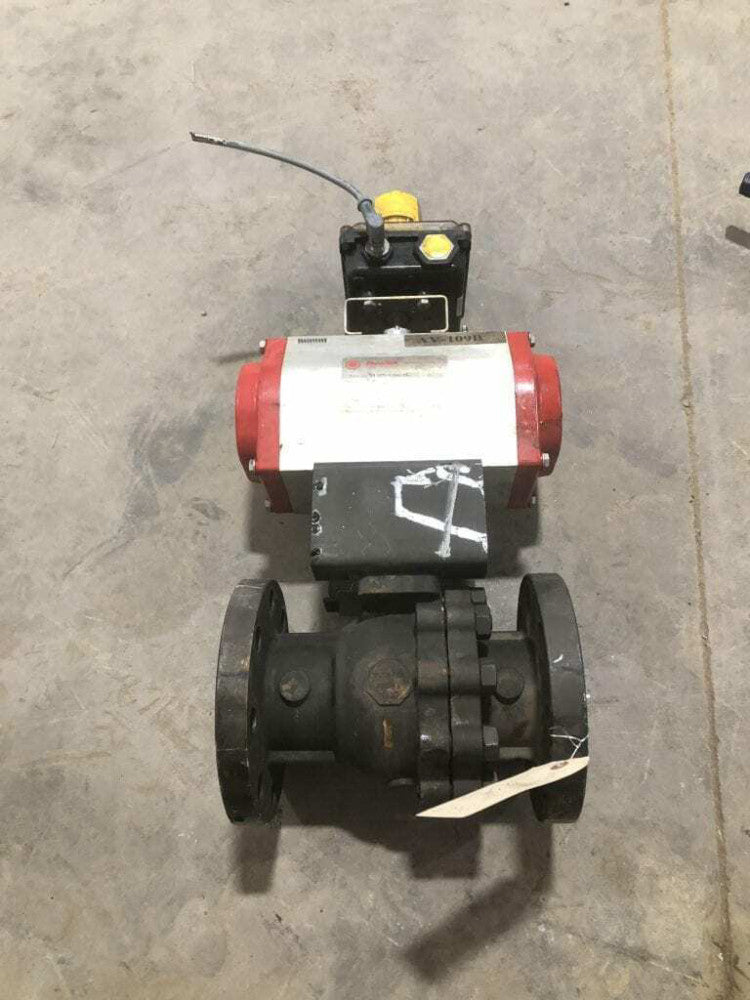 Flow-Tek 3" WCB Pneumatic Air-Operated Ball Valve w/ Monitor 140PSI Class 300