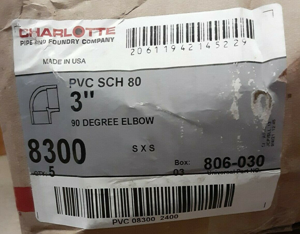 BRAND NEW CHARLOTTE 3" 90 DEGREE ELBOW 8300 806-030