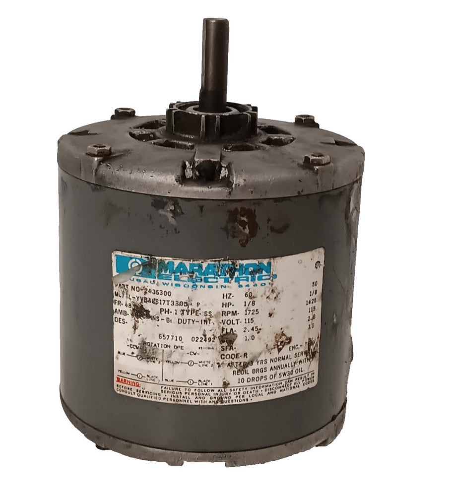 Marathon Electric YVB48S17T3305-P 1/8HP Motor 2435300, 60Hz, 1725RPM, 115V