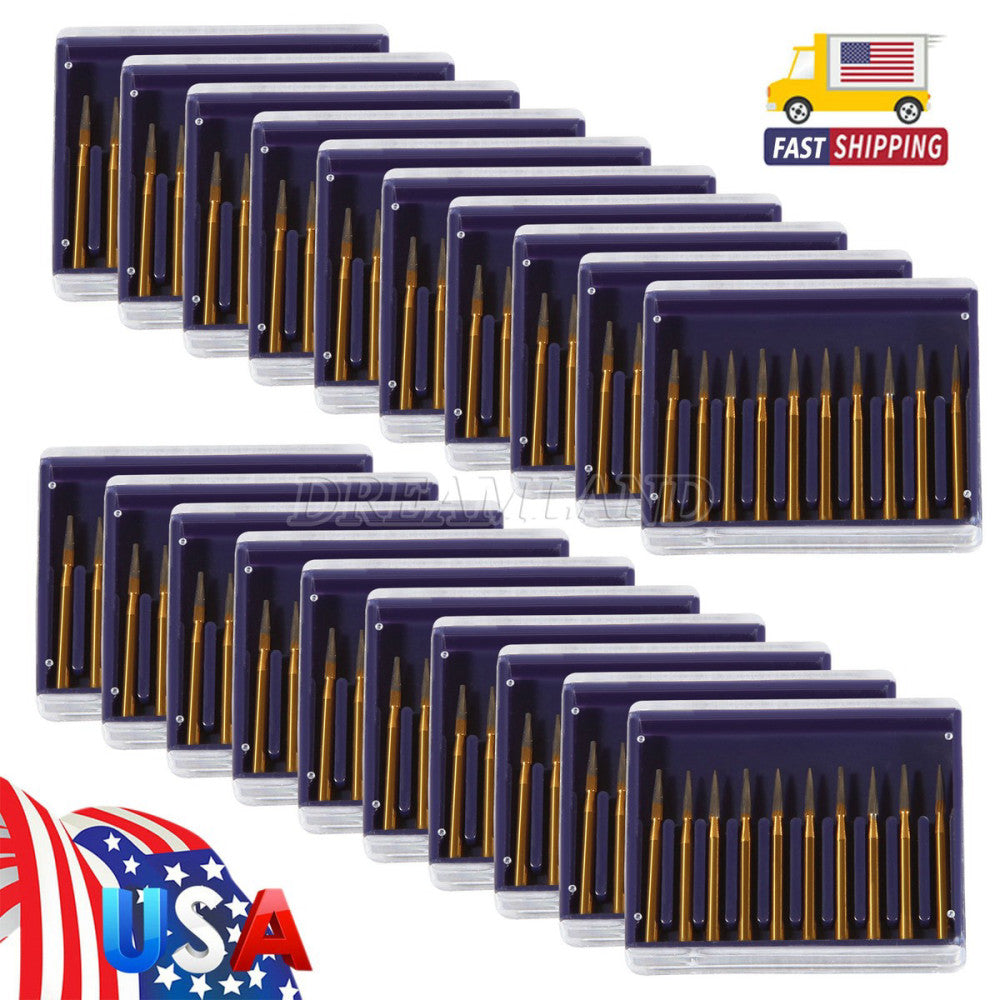 20pack/200pc Dental Tungsten Carbide Trimming Finishing Burs Drill Flame FG 7901