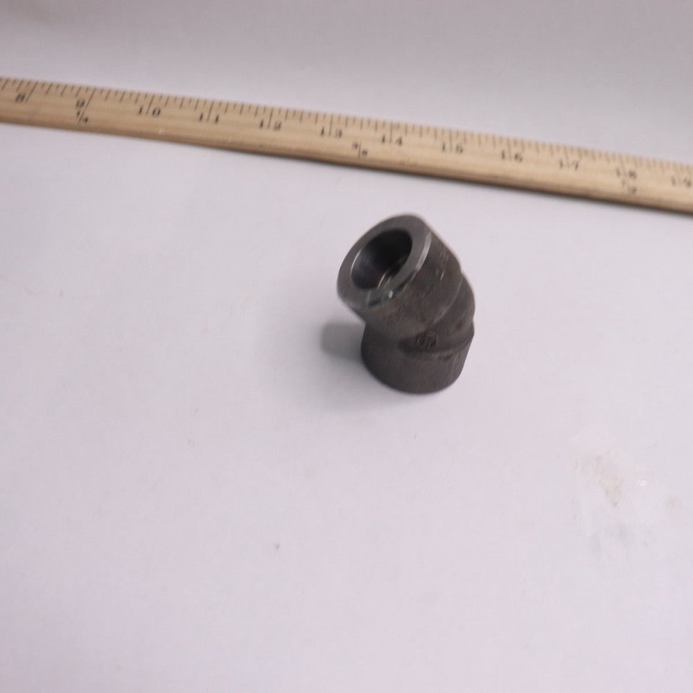 45 Degree Socket Weld Elbow Class 3000 Black Forged Steel 1/2"