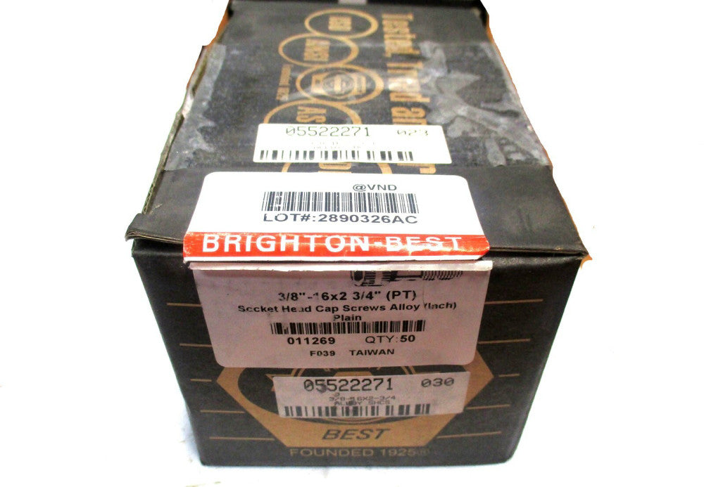 Brighton (011269) 3/8-16 UNC 2-3/4 OAL 5/16 Hex Socket Cap Screw - Lot of 50