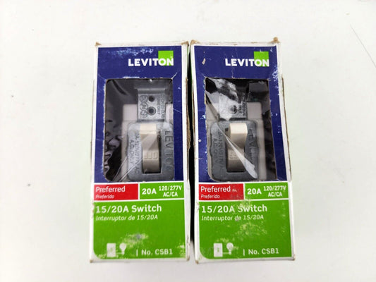 2pcs Leviton Almond COMMERCIAL Toggle Wall Light Switch Single Pole 15A/20A CSB1