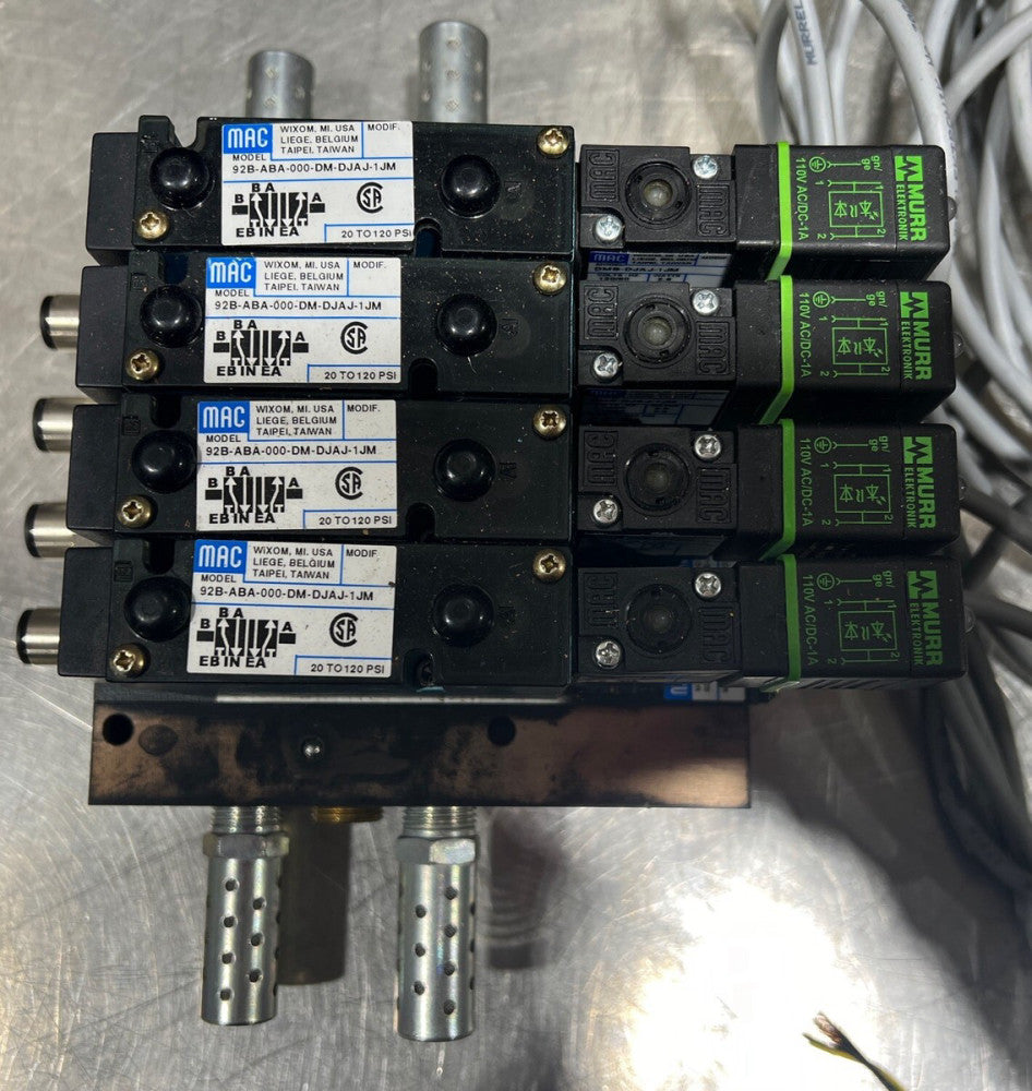 MAC VALVES DMB-DJAJ-1JM VALVE MANIFOLD 92B-ABA-000-DM-DJAJ-1JM Quad Stack Nos