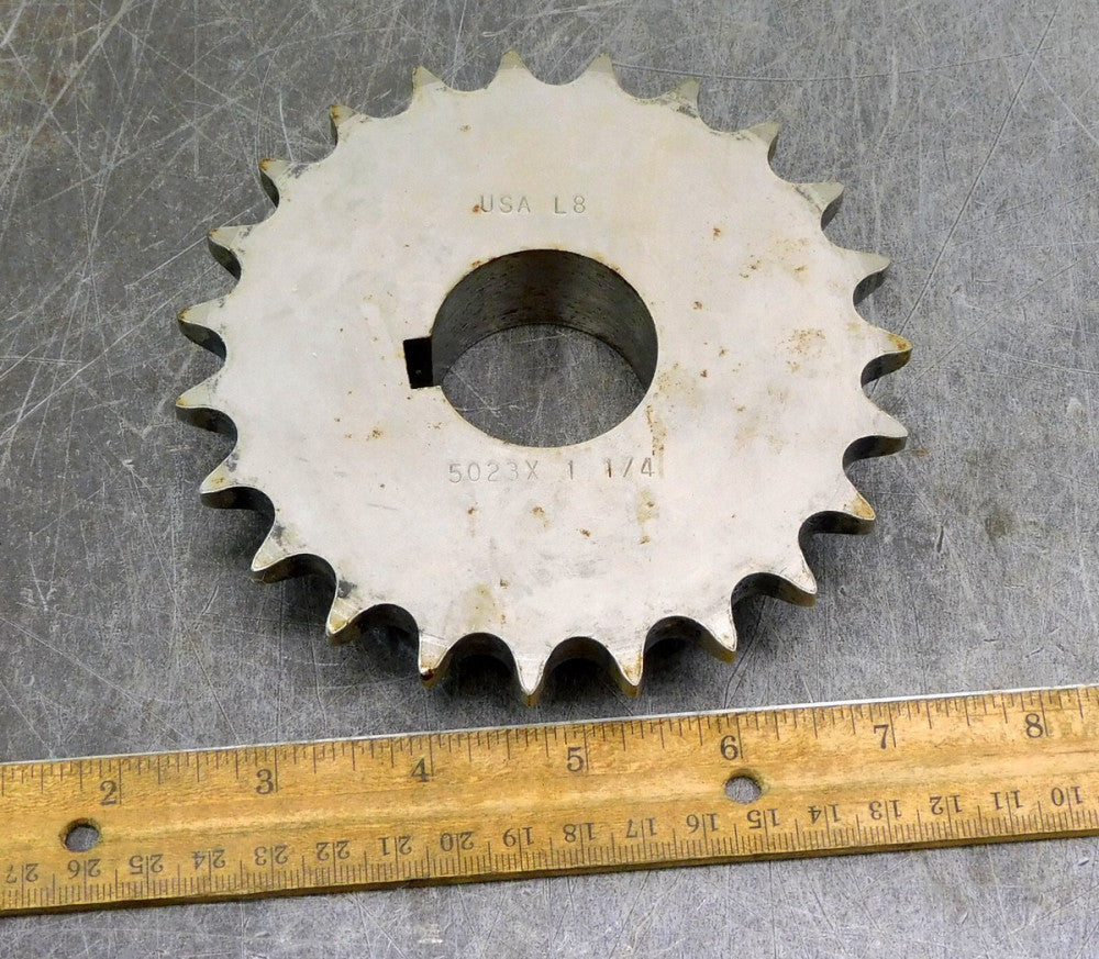 USA L8 5023 x 1-1/4 Roller Chain Sprocket #50 23 Teeth 1-1/4" Bore