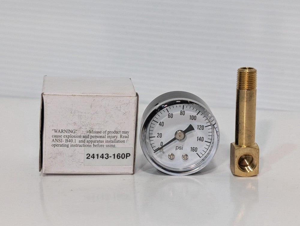 P/N 24143-160P Pressure Gauge, PSI Gauge 0-160 psi, 11 BAR, New In Box, As Shown
