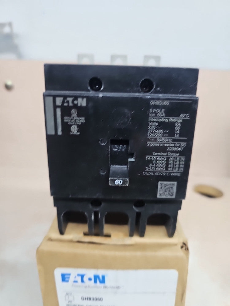 Eaton GHB3060 60 Amp 480V 3 Pole Bolt on Circuit Breaker NTO